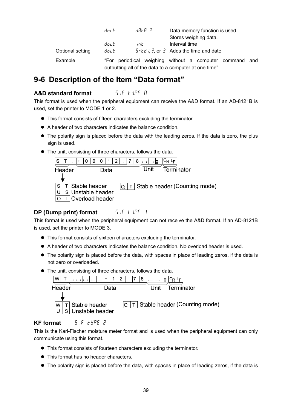 6 description of the item “data format | Rice Lake GX Series, A&D Weighing User Manual | Page 41 / 86