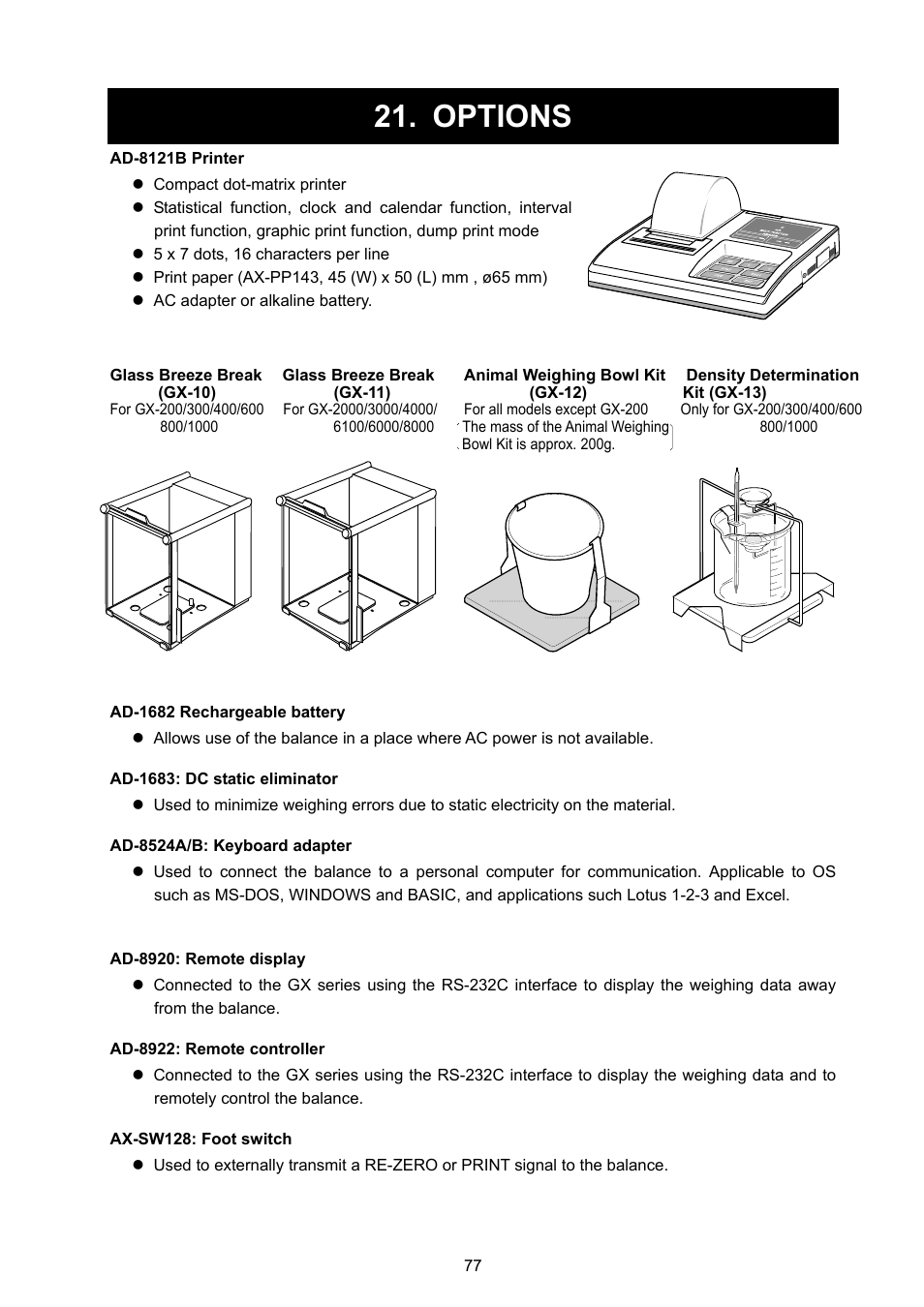 Options | Rice Lake GX Series, A&D Weighing User Manual | Page 79 / 86