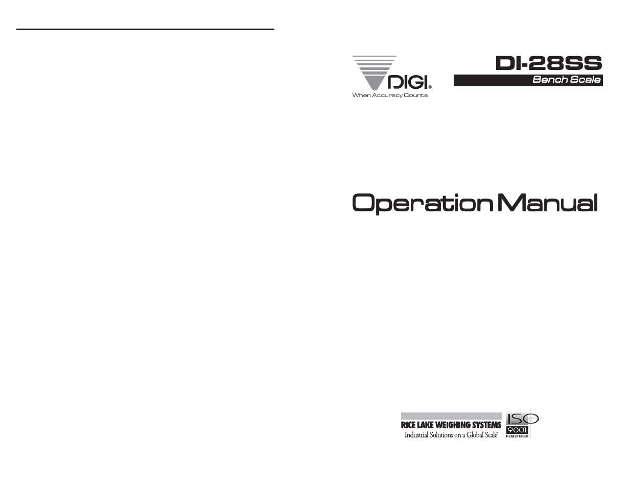 Rice Lake Digi DI-28SS Bench Scale User Manual | 18 pages