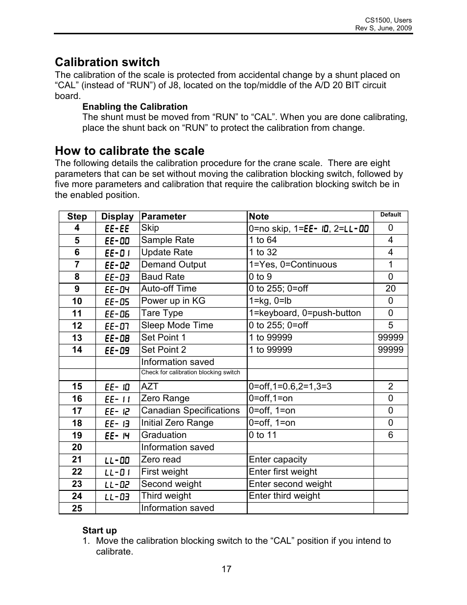 Calibration switch, How to calibrate the scale | Rice Lake Intercomp CS 1500 - Users Manual User Manual | Page 17 / 34