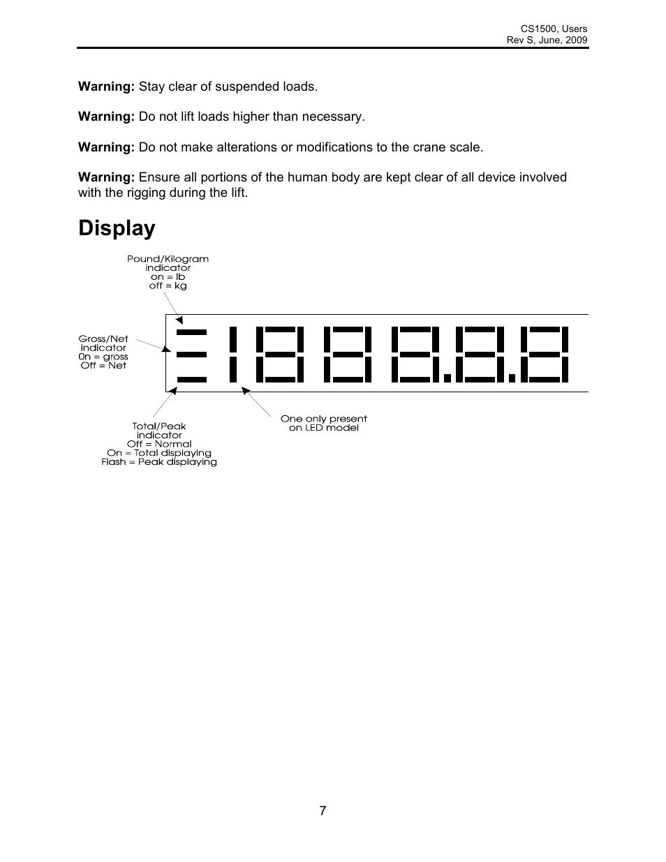 Display | Rice Lake Intercomp CS 1500 - Users Manual User Manual | Page 7 / 34