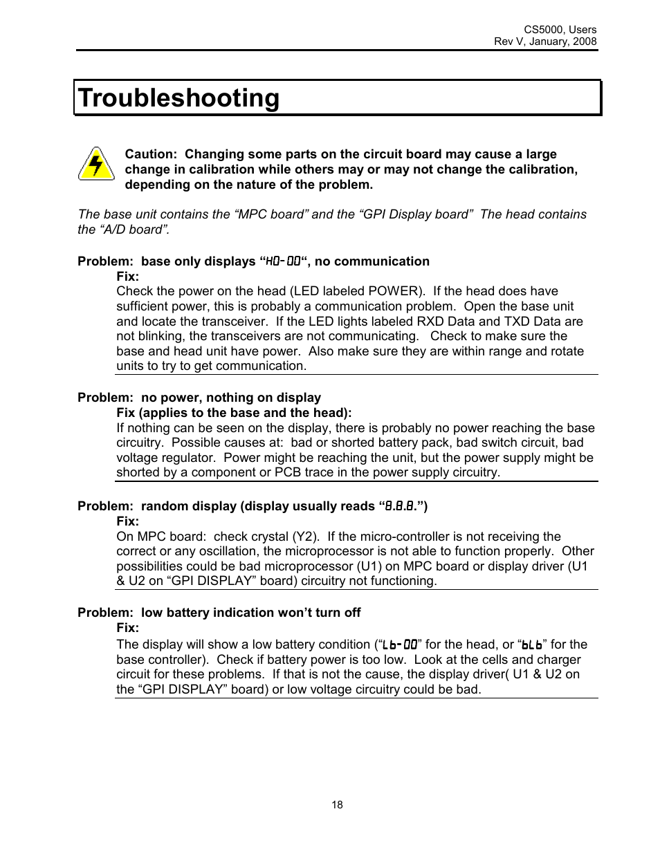 Troubleshooting | Rice Lake Intercomp CS 5000 - Users Manual User Manual | Page 18 / 31