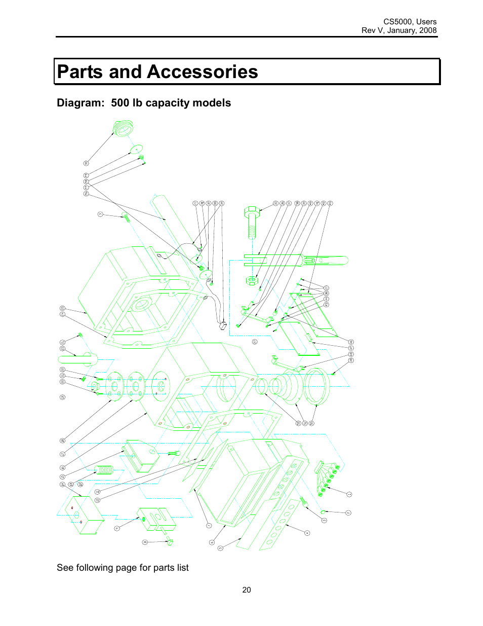 Parts and accessories | Rice Lake Intercomp CS 5000 - Users Manual User Manual | Page 20 / 31