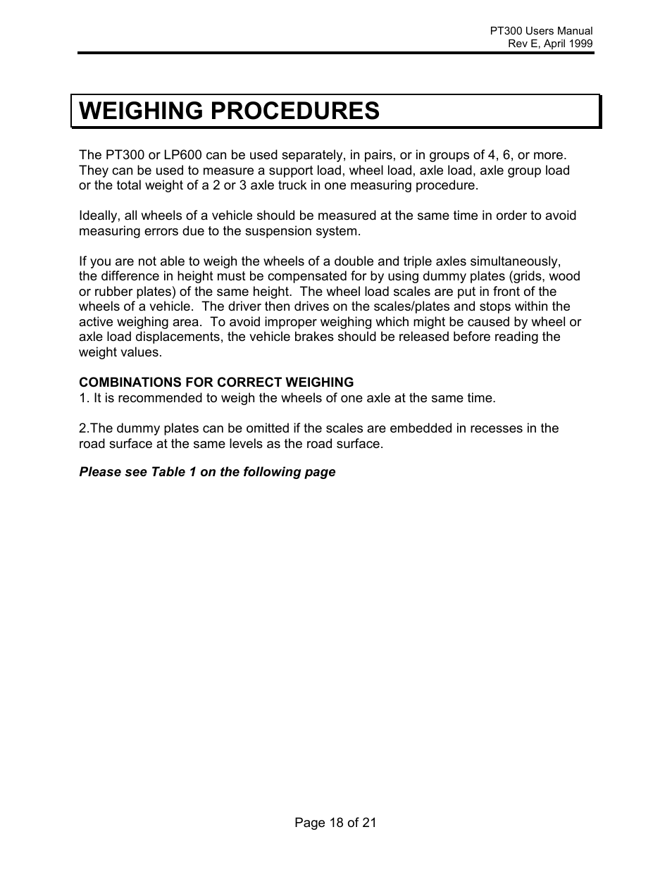 Weighing procedures | Rice Lake Intercomp PT300 Wheel Load User Manual | Page 18 / 21