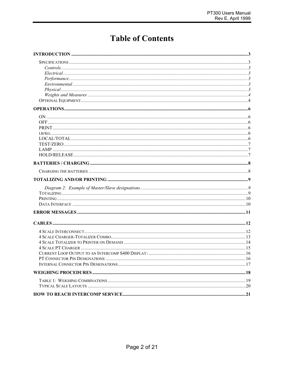 Rice Lake Intercomp PT300 Wheel Load User Manual | Page 2 / 21