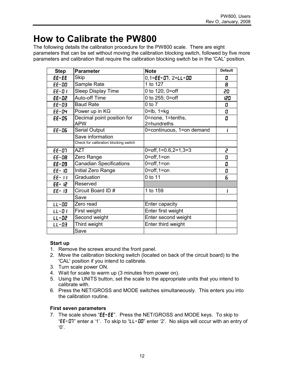 How to calibrate the pw800 | Rice Lake Lift Truck/Pallet Jack Scales - Intercomp PW800 User Manual | Page 12 / 25