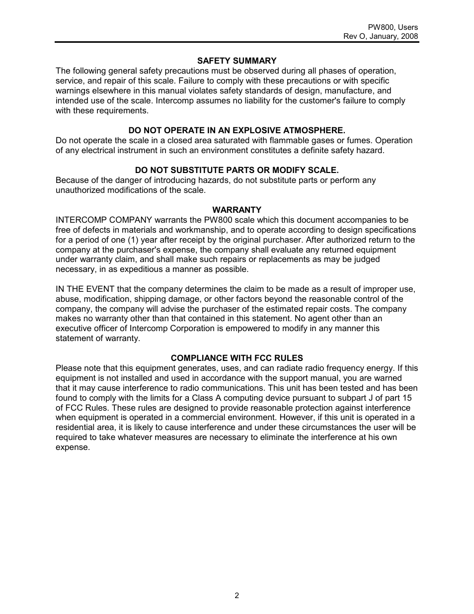 Rice Lake Lift Truck/Pallet Jack Scales - Intercomp PW800 User Manual | Page 2 / 25