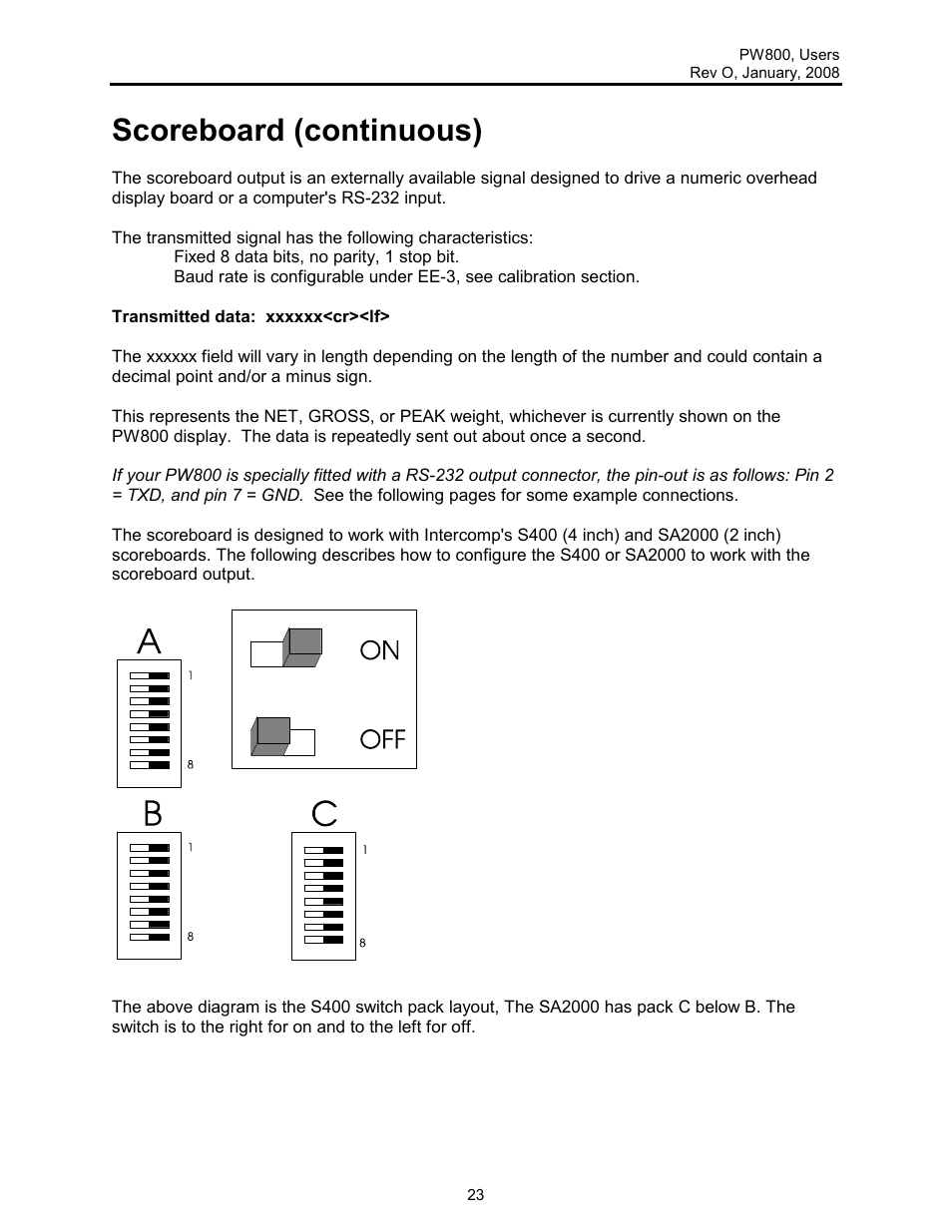 Scoreboard (continuous) | Rice Lake Lift Truck/Pallet Jack Scales - Intercomp PW800 User Manual | Page 23 / 25