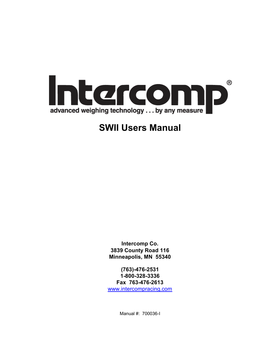 Rice Lake Intercomp SWII Portable Vehicle Scale User Manual | 11 pages