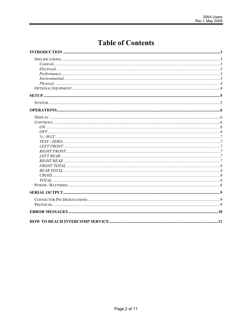 Rice Lake Intercomp SWII Portable Vehicle Scale User Manual | Page 2 / 11