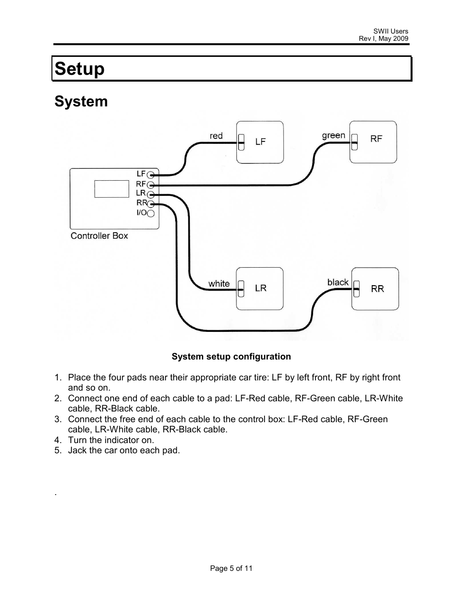 Setup, System | Rice Lake Intercomp SWII Portable Vehicle Scale User Manual | Page 5 / 11