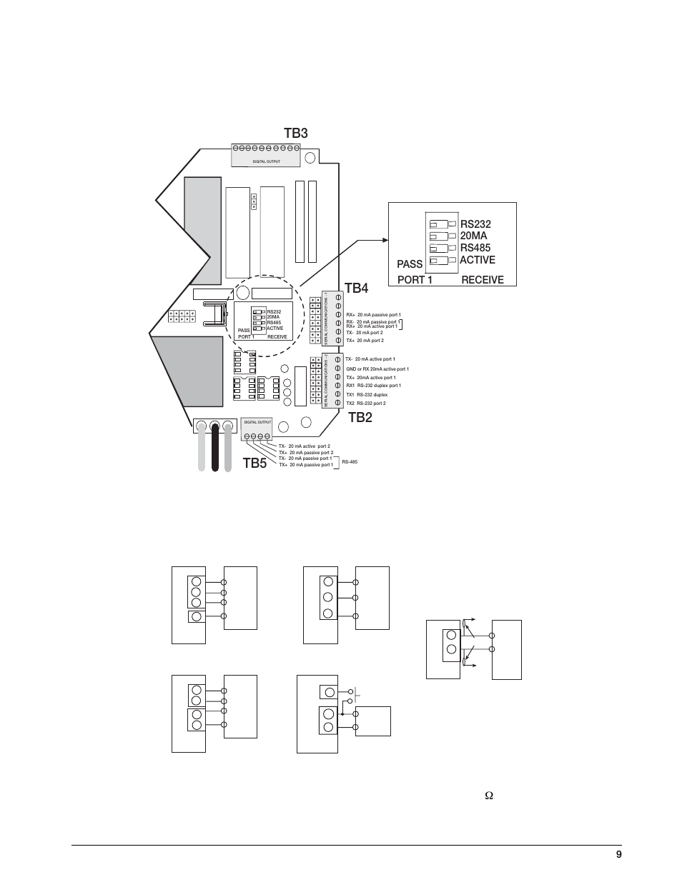 1 serial port #1 wiring: cpu kgr8924–1, Tb4 tb2, Installation and wiring 9 | Rice Lake IQ 700 Configurable Weight Indicator User Manual | Page 13 / 73
