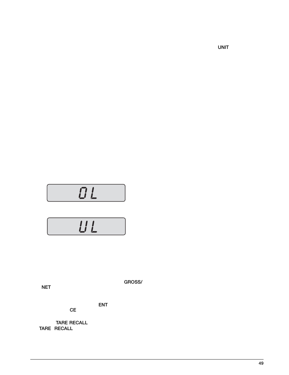 3 tare key function, 4 overload and underrange conditions, 5 fixed tare entry | 1 lb/kg conversion | Rice Lake IQ 700 Configurable Weight Indicator User Manual | Page 53 / 73