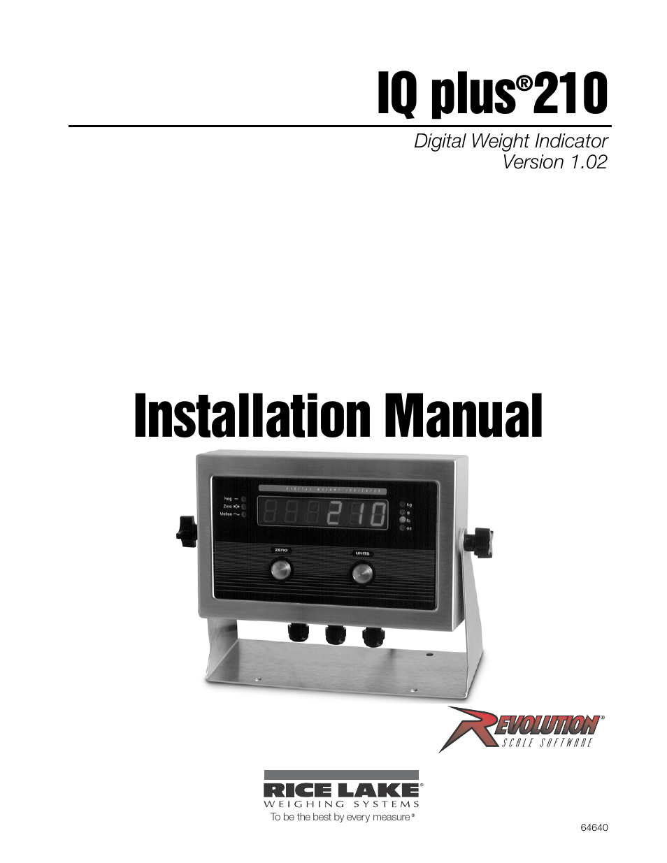 Rice Lake IQ Plus 210 Digital Weight Indicator User Manual | 34 pages