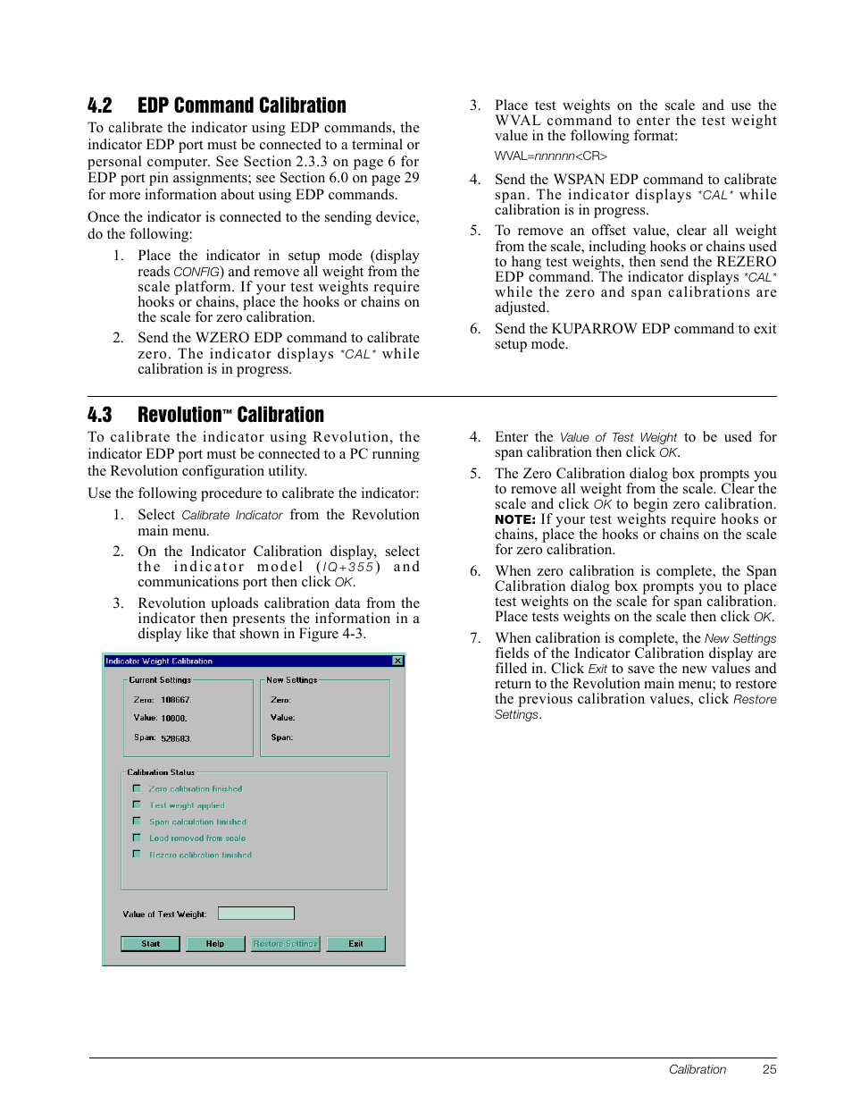 2 edp command calibration, 3 revolution™ calibration, 3 revolution | Calibration | Rice Lake IQ Plus 355 Installation Manual V1.17 User Manual | Page 29 / 54