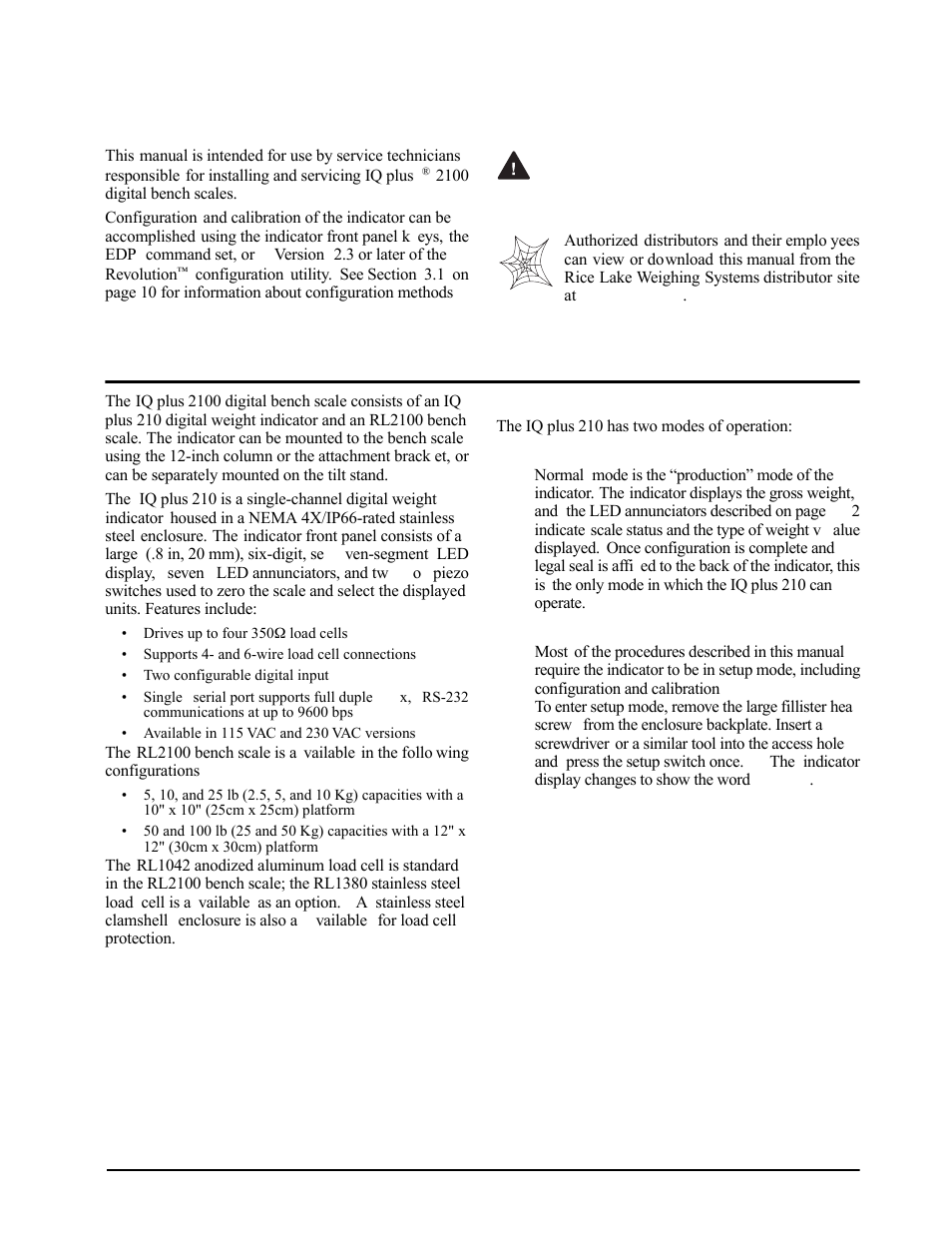 Rice Lake IQ plus 2100SL Digital Bench Scale User Manual | Page 5 / 42