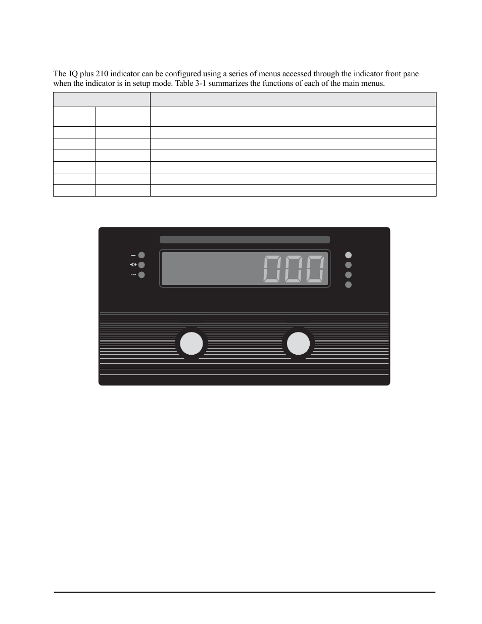 3 front panel configuration, Front panel configuration, The menus is described in section 3.1.3 | Zero/enter, Units/right | Rice Lake IQ plus 2100SL Digital Bench Scale User Manual | Page 9 / 42