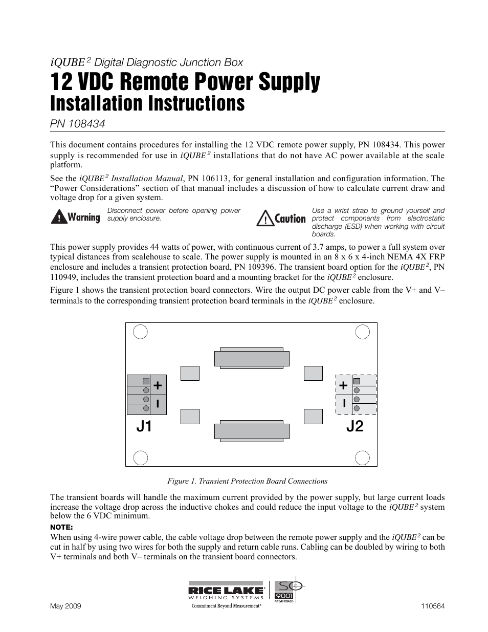 Rice Lake iQUBE2 12 VDC Remote Power Supply User Manual | 4 pages