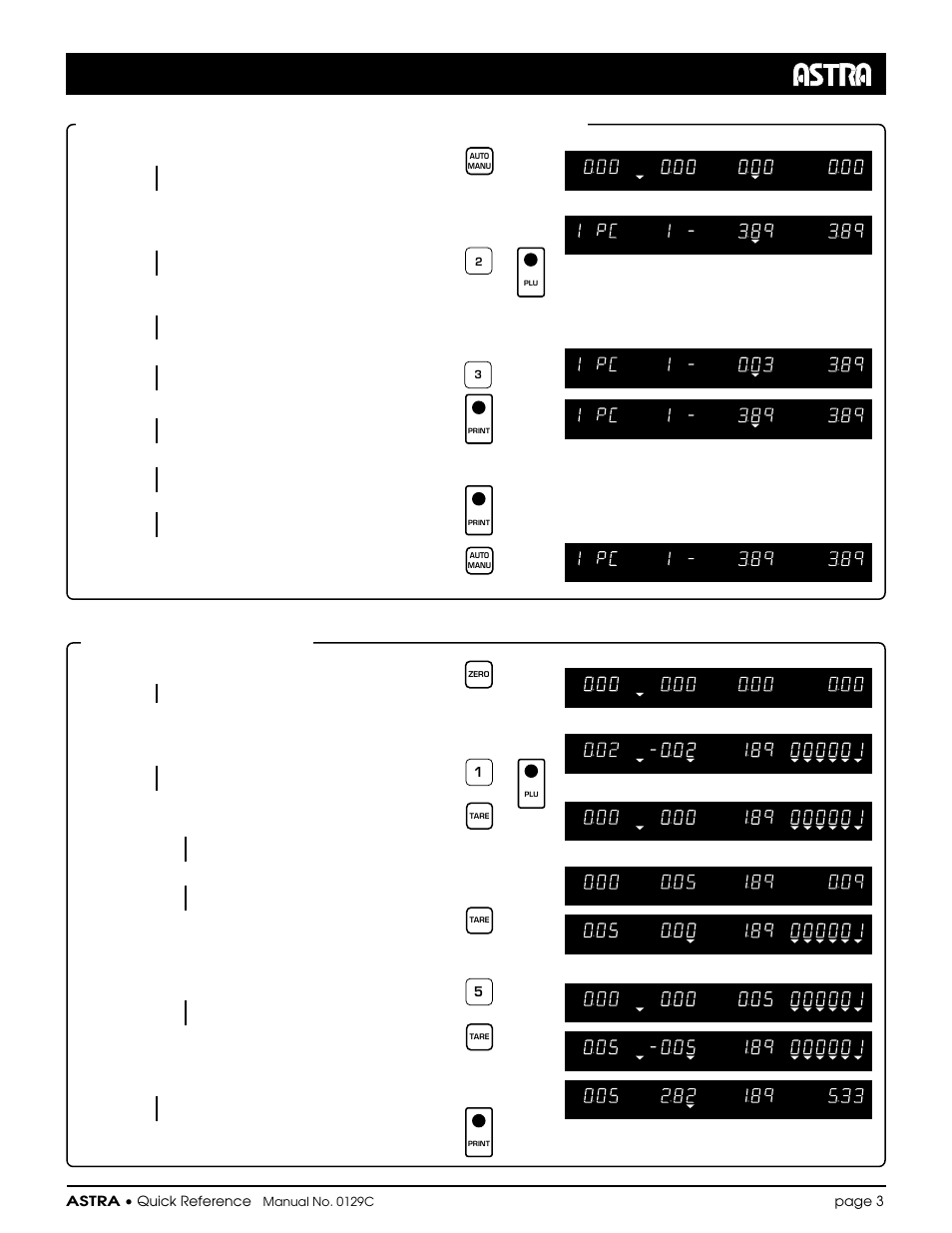 Quick reference card — operation mode, Temporary tare change | Rice Lake Ishida Astra Quick Reference Cards User Manual | Page 3 / 9
