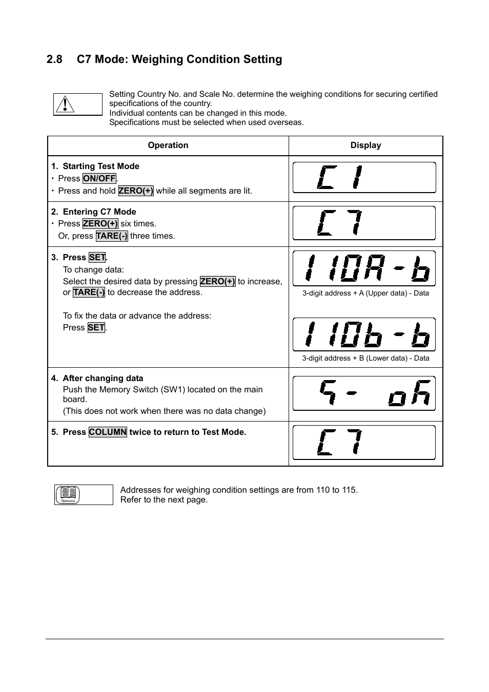 8 c7 mode: weighing condition setting | Rice Lake Ishida IGX & IGB Series - Service Manual User Manual | Page 22 / 47