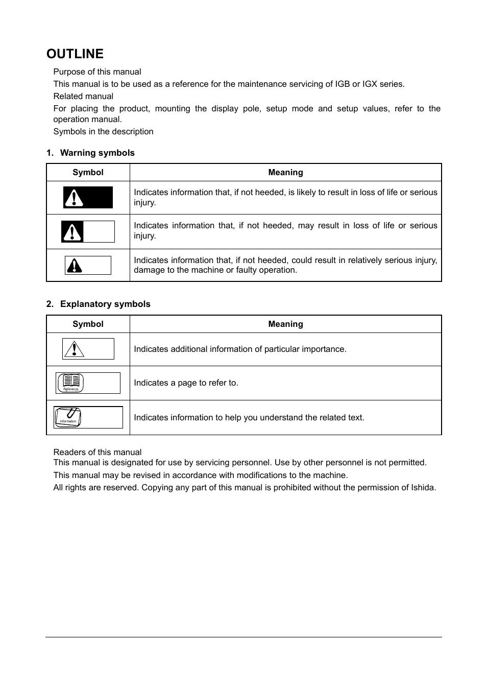 Outline | Rice Lake Ishida IGX & IGB Series - Service Manual User Manual | Page 3 / 47