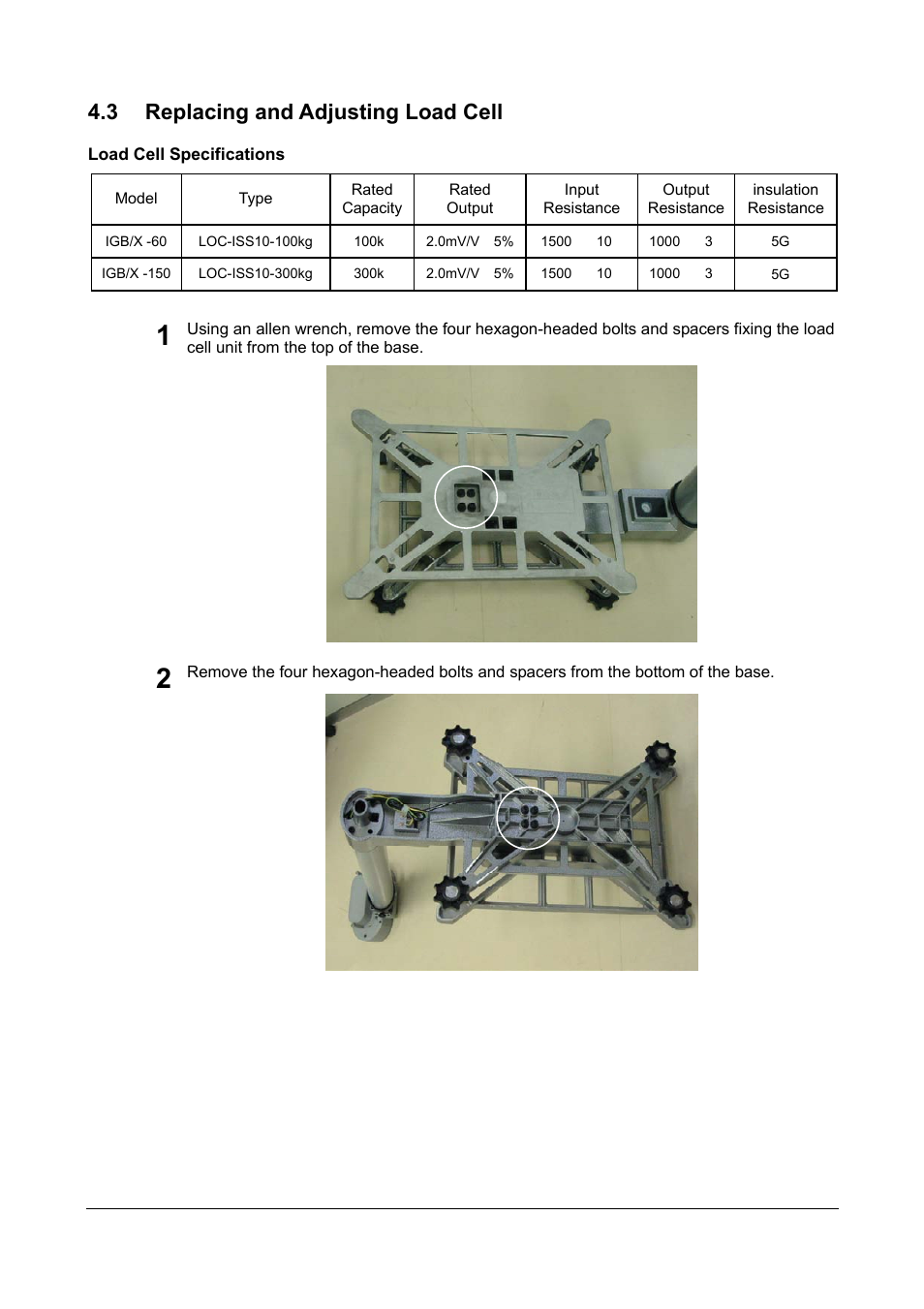 3 replacing and adjusting load cell | Rice Lake Ishida IGX & IGB Series - Service Manual User Manual | Page 42 / 47