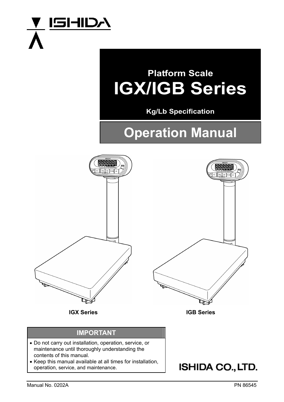 Rice Lake Ishida IGX & IGB Series - Operation Manual User Manual | 38 pages