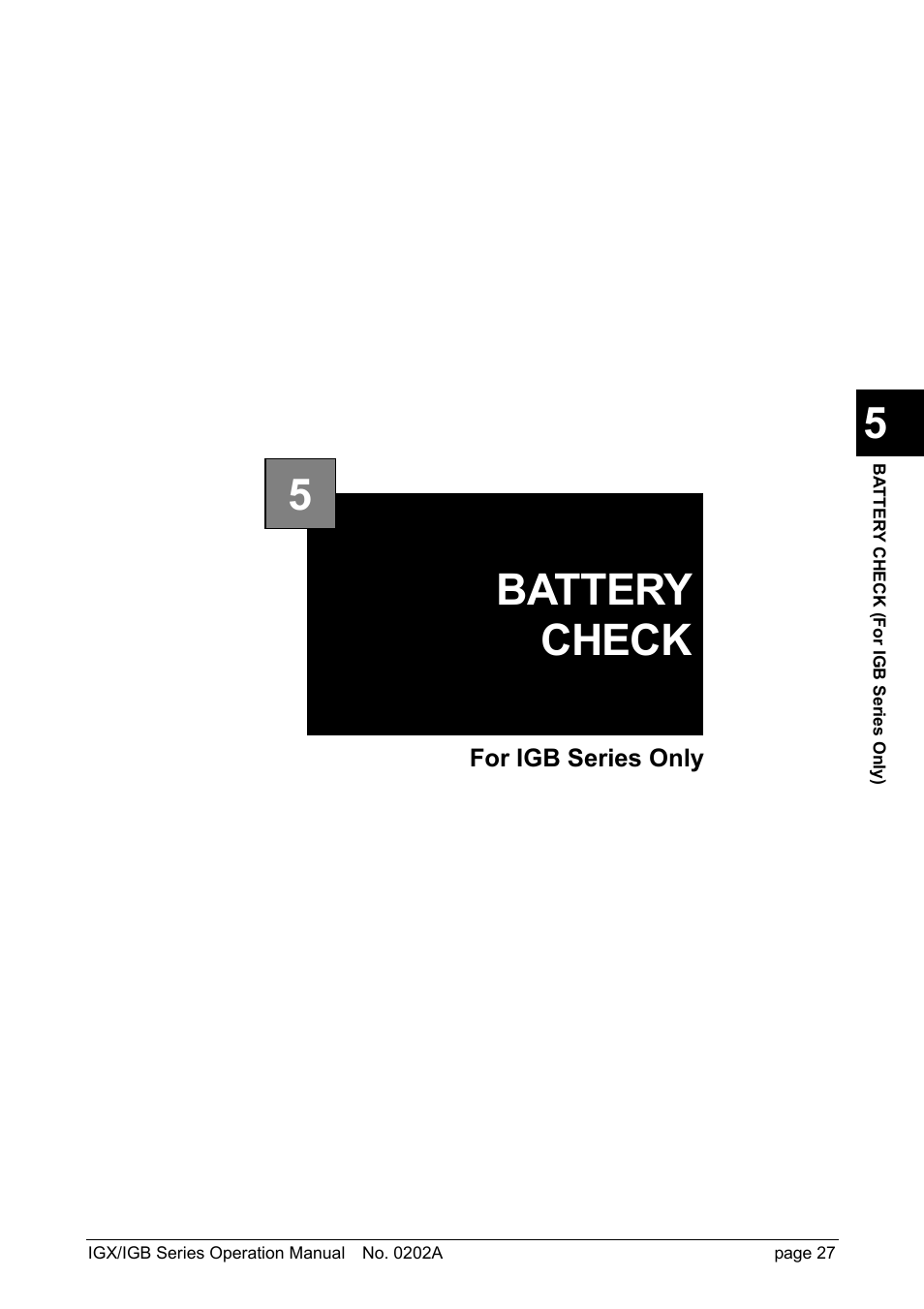 Battery check 5 | Rice Lake Ishida IGX & IGB Series - Operation Manual User Manual | Page 30 / 38