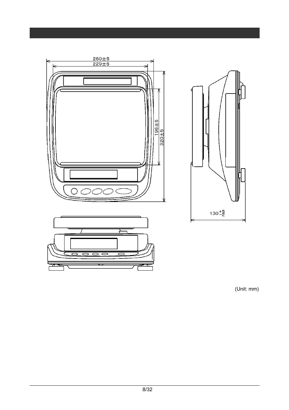 5 outer dimensions | Rice Lake Ishida iPC-WP Portable Bench Scales User Manual | Page 11 / 38