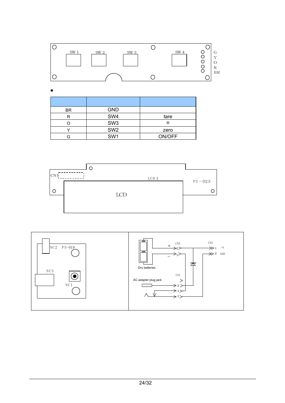 3 switch board ps-022, 4 dual display board ps-023, 5 connection board ps-019 | Y harness | Rice Lake Ishida iPC-WP Portable Bench Scales User Manual | Page 27 / 38