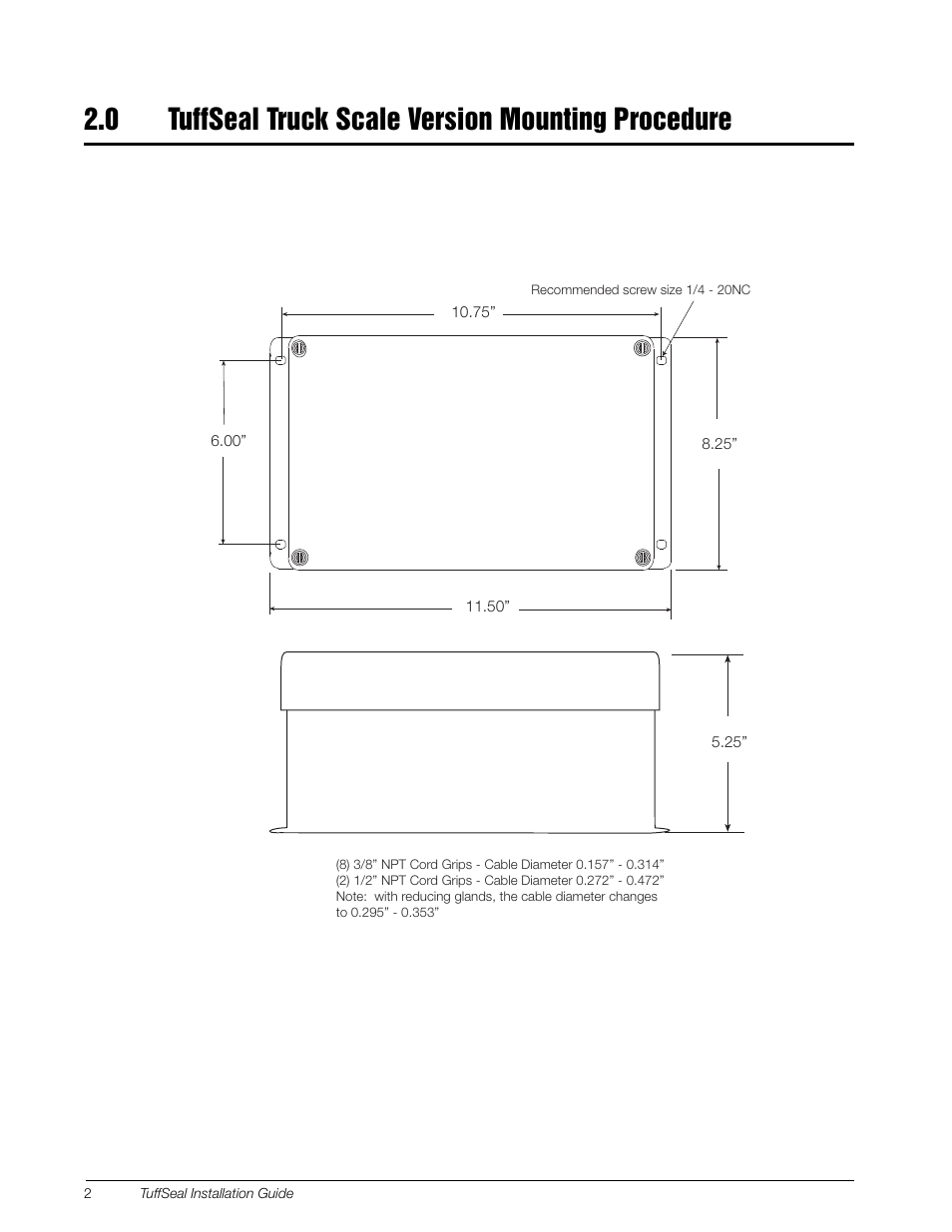 0 tuffseal truck scale version mounting procedure, Tuffseal truck scale version mounting procedure | Rice Lake JB8SPT TuffSeal Signal Trim Junction Box User Manual | Page 6 / 13