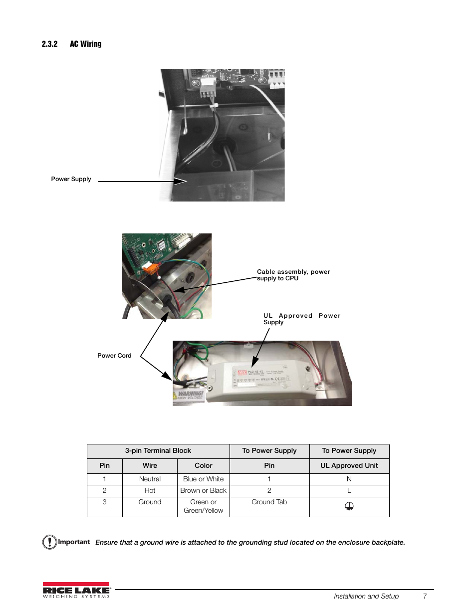 2 ac wiring, Ac wiring | Rice Lake Remote Displays/Scoreboards - Laser LT User Manual | Page 11 / 46