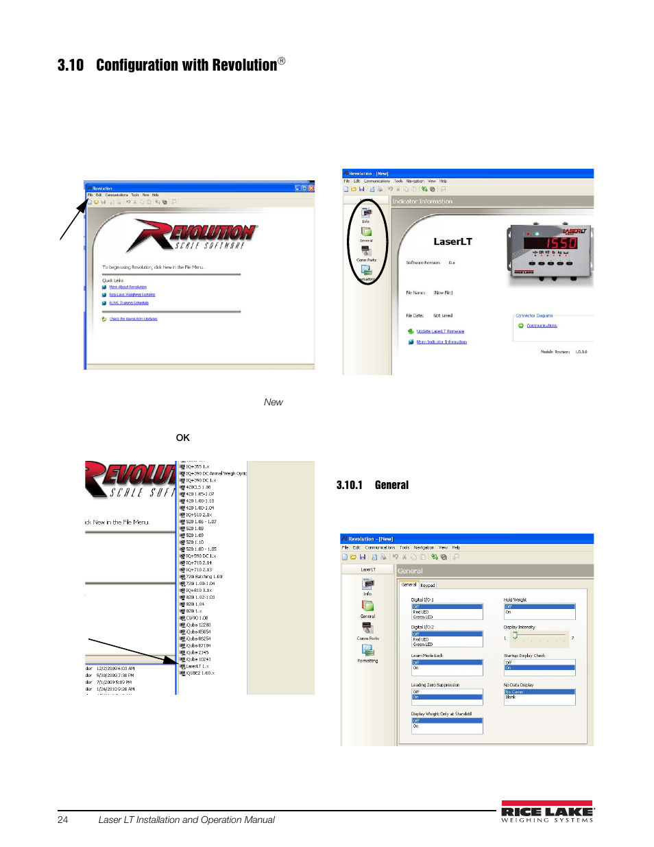 10 configuration with revolutionâ, 1 general, General | 10 configuration with revolution | Rice Lake Remote Displays/Scoreboards - Laser LT User Manual | Page 28 / 46