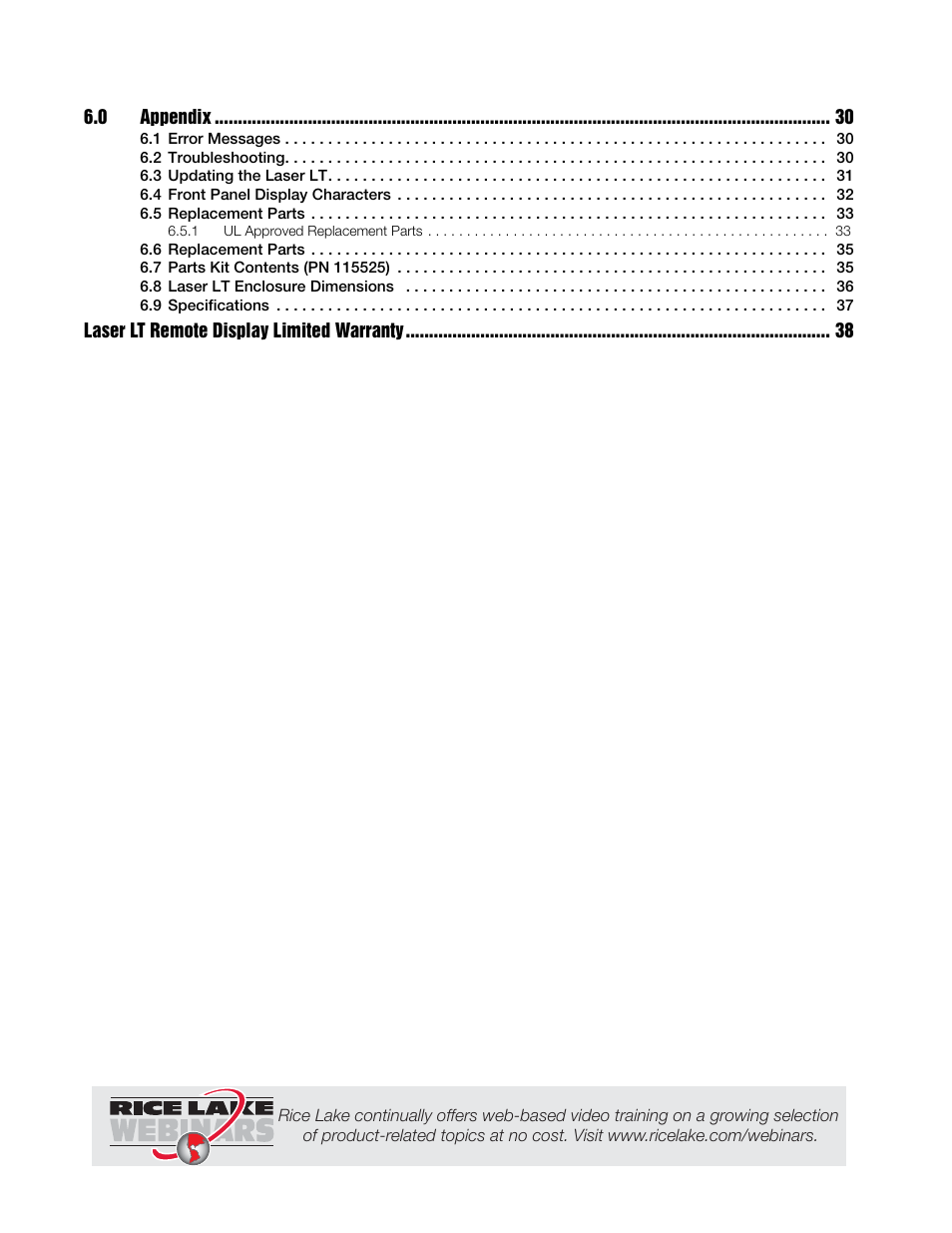 Rice Lake Remote Displays/Scoreboards - Laser LT User Manual | Page 4 / 46