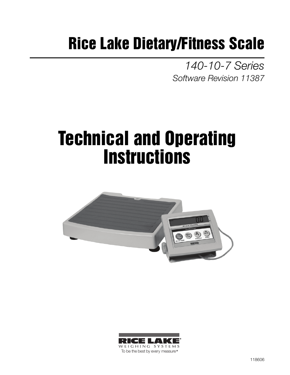 Rice Lake Legal For Trade Platform/Fitness Scale - Rice Lake Dietary Fitness Scale Technical and Operating Instructions User Manual | 34 pages