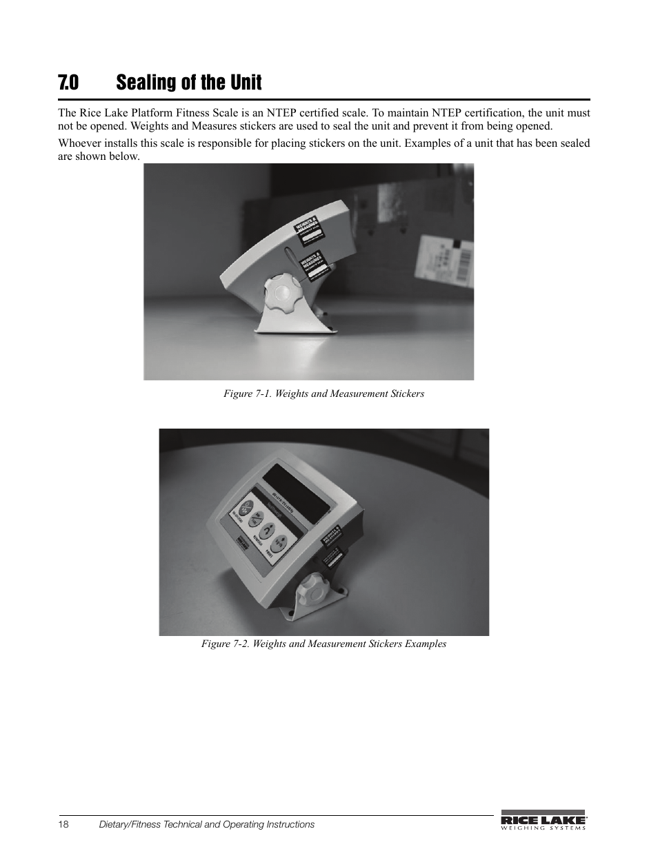 0 sealing of the unit | Rice Lake Legal For Trade Platform/Fitness Scale - Rice Lake Dietary Fitness Scale Technical and Operating Instructions User Manual | Page 22 / 34