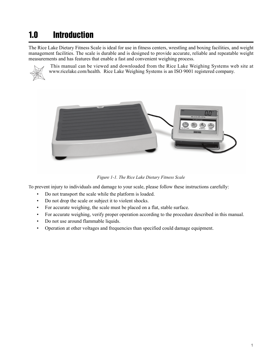 0 introduction | Rice Lake Legal For Trade Platform/Fitness Scale - Rice Lake Dietary Fitness Scale Technical and Operating Instructions User Manual | Page 5 / 34