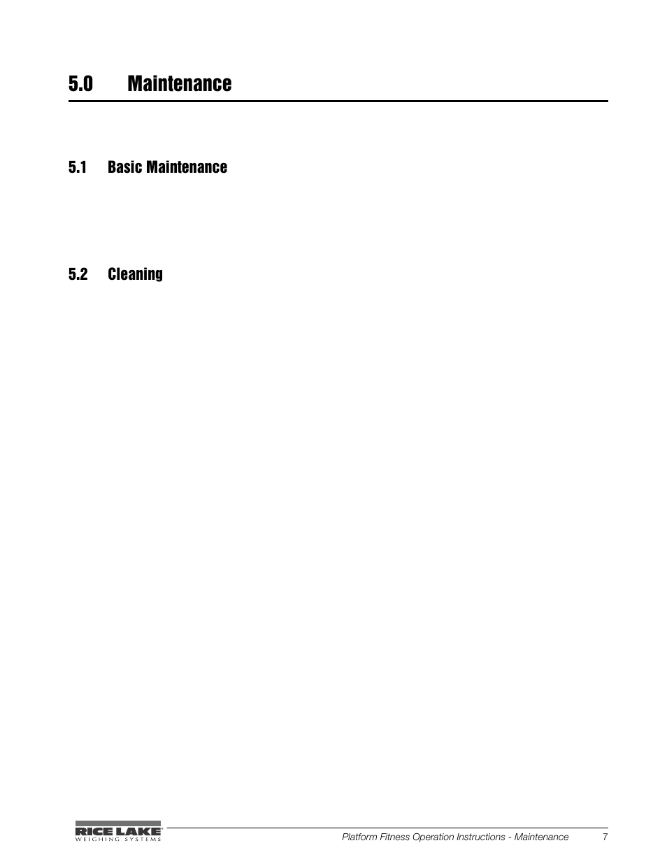 0 maintenance, 1 basic maintenance, 2 cleaning | Rice Lake Legal For Trade Platform/Fitness Scale - Rice Lake Dietary Fitness Scale Operating Instructions User Manual | Page 11 / 16