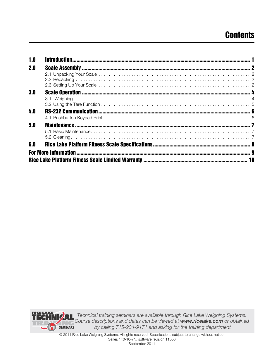 Rice Lake Legal For Trade Platform/Fitness Scale - Rice Lake Dietary Fitness Scale Operating Instructions User Manual | Page 3 / 16