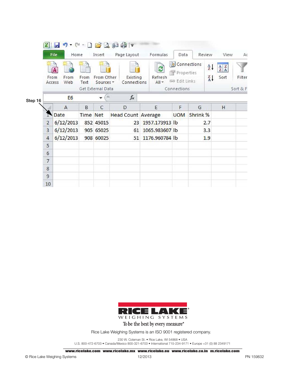 Figure 7. add header row | Rice Lake Livestock Solutions - 920i Weighcenter Addendum - Upload to Excel using a Flash Drive User Manual | Page 4 / 4