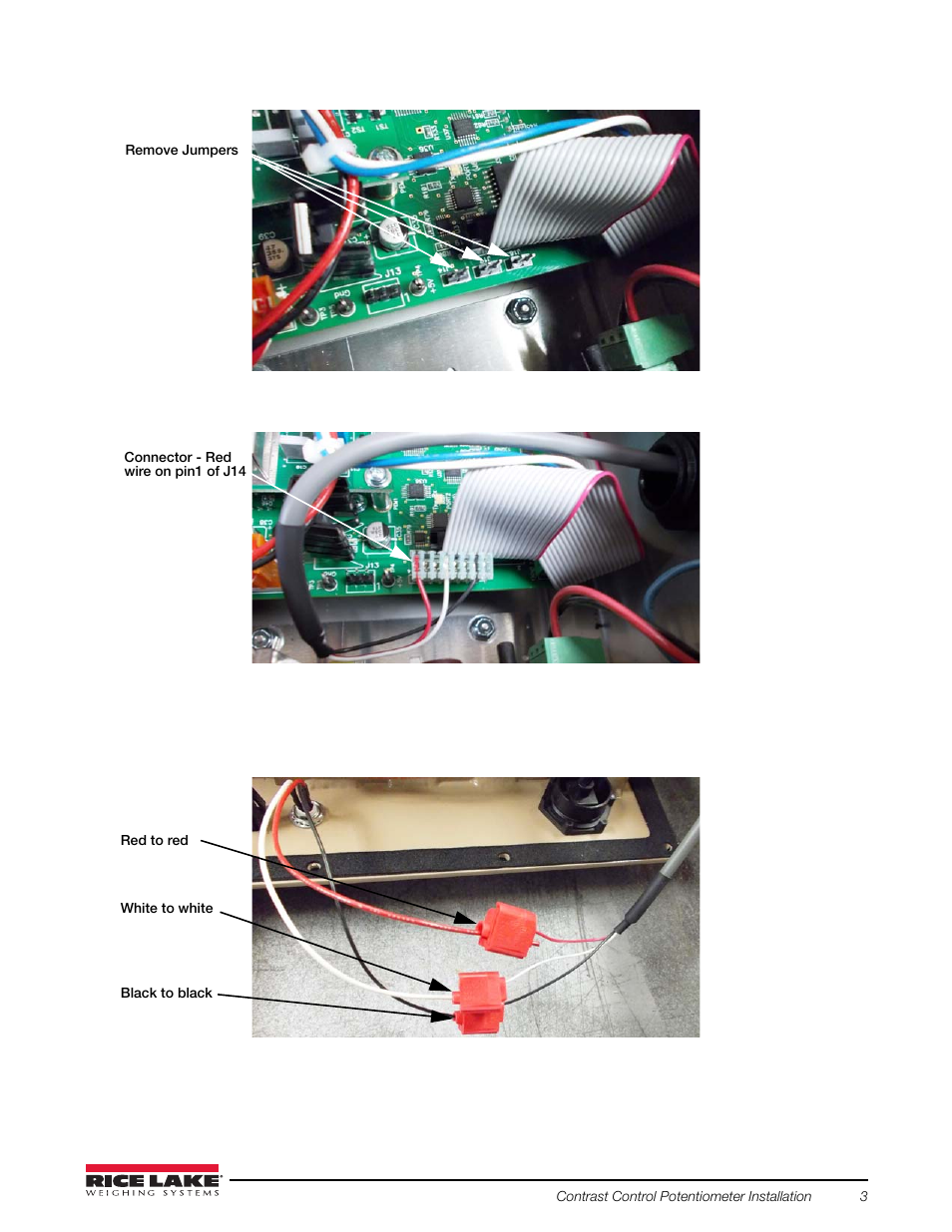 Figure 7. locate and remove jumpers, Figure 8. eight pin connector, Figure 9. connect wires | Rice Lake Livestock Solutions - Contrast Control Installation for 920i Weighcenter User Manual | Page 3 / 4