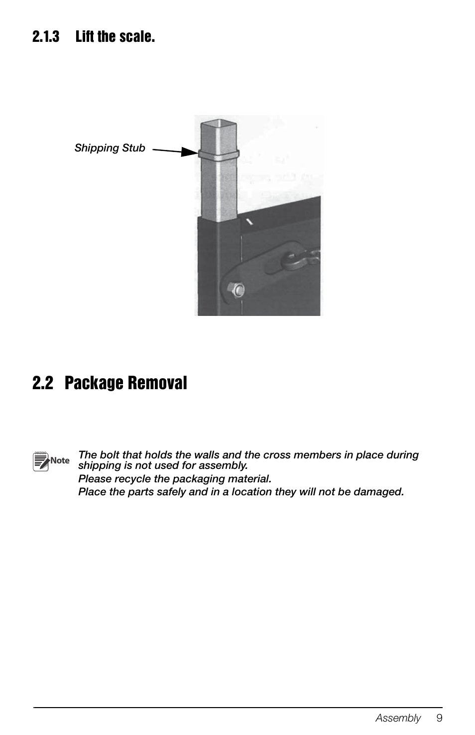 3 lift the scale, 2 package removal, Lift the scale | Rice Lake Mobile Group Animal Scale - MAS-M - Operators Manual User Manual | Page 13 / 48