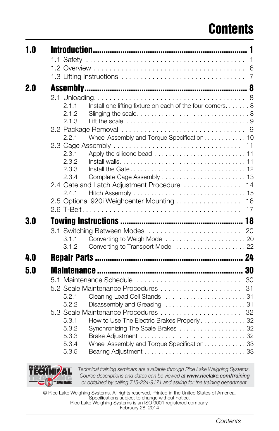 Rice Lake Mobile Group Animal Scale - MAS-M - Operators Manual User Manual | Page 3 / 48