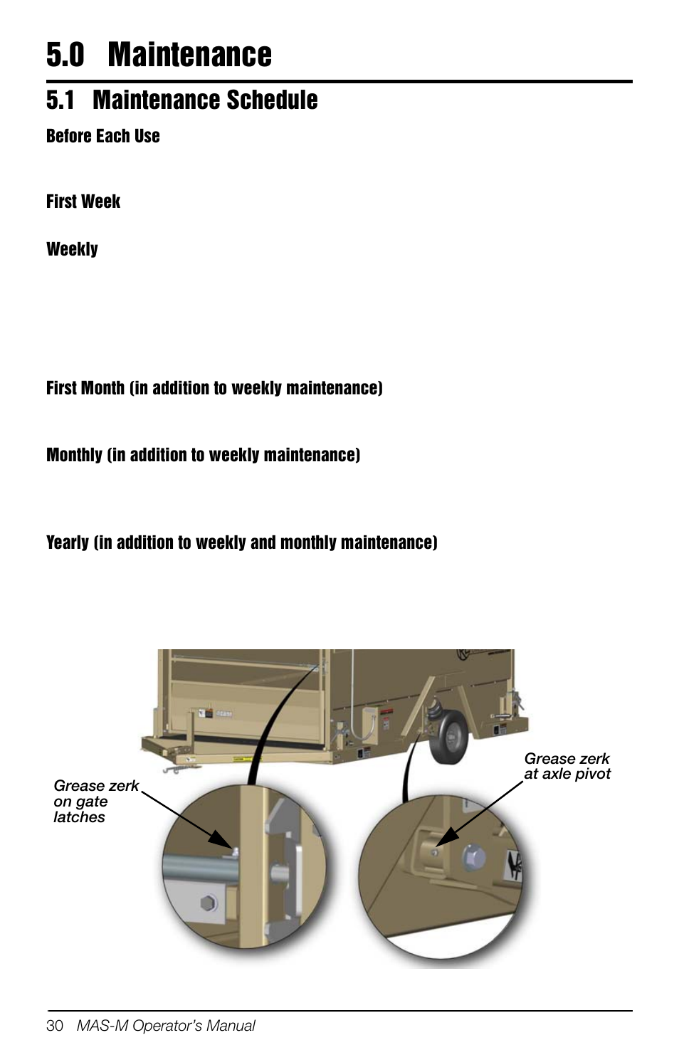 0 maintenance, 1 maintenance schedule, Maintenance | Rice Lake Mobile Group Animal Scale - MAS-M - Operators Manual User Manual | Page 34 / 48