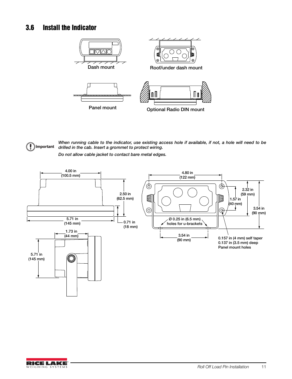 6 install the indicator | Rice Lake Loadrunner Dump Truck Systems Kit User Manual | Page 15 / 29