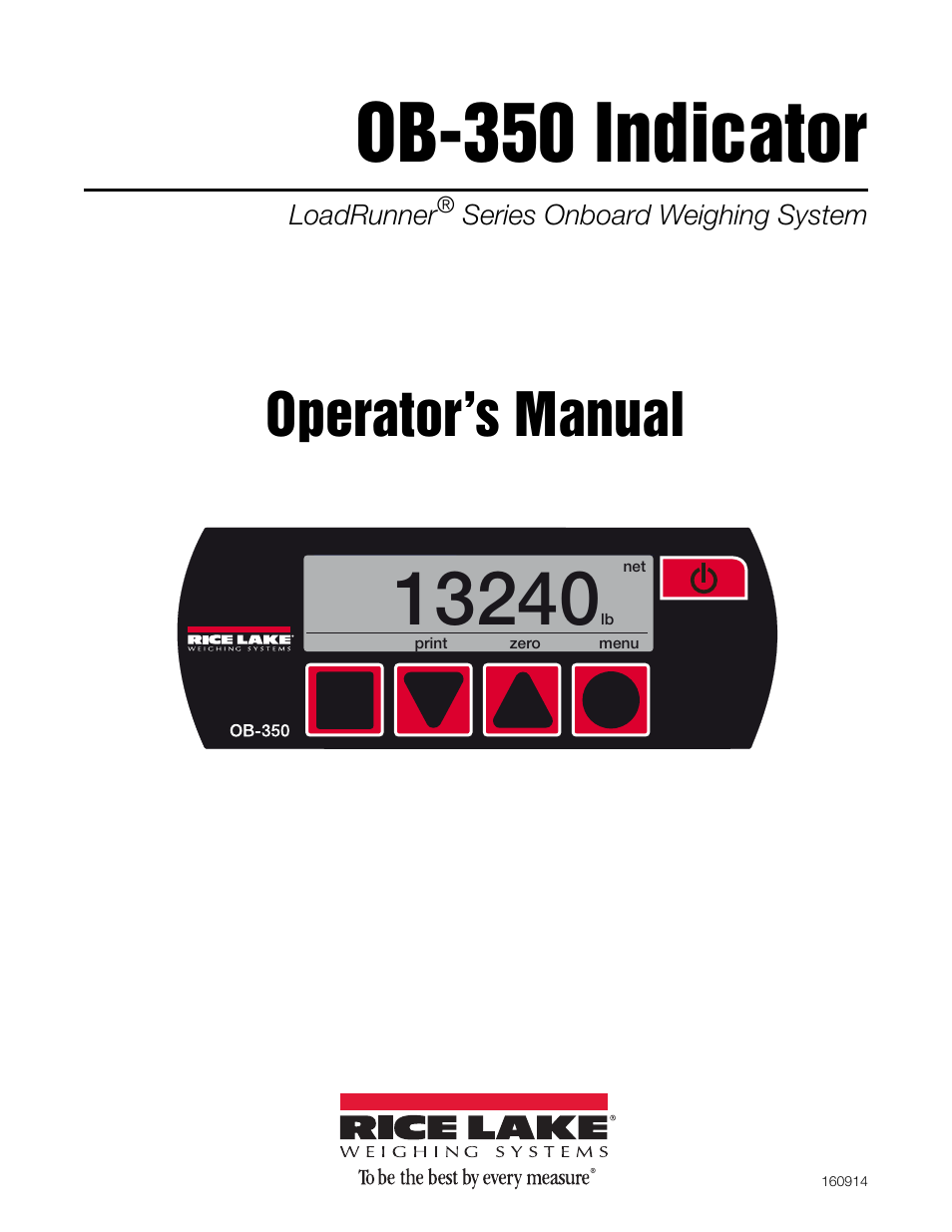 Rice Lake OB-350 Loadrunner Series Onboard Weight Indicator User Manual | 34 pages