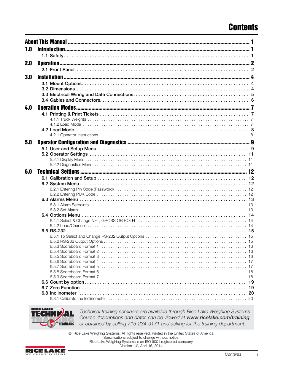 Rice Lake OB-350 Loadrunner Series Onboard Weight Indicator User Manual | Page 3 / 34