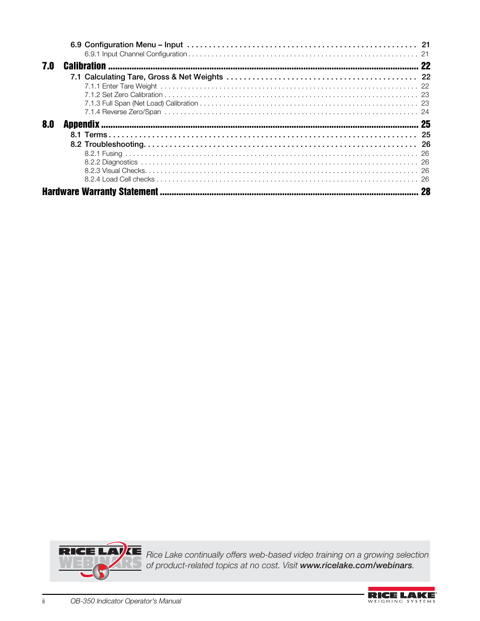 Rice Lake OB-350 Loadrunner Series Onboard Weight Indicator User Manual | Page 4 / 34