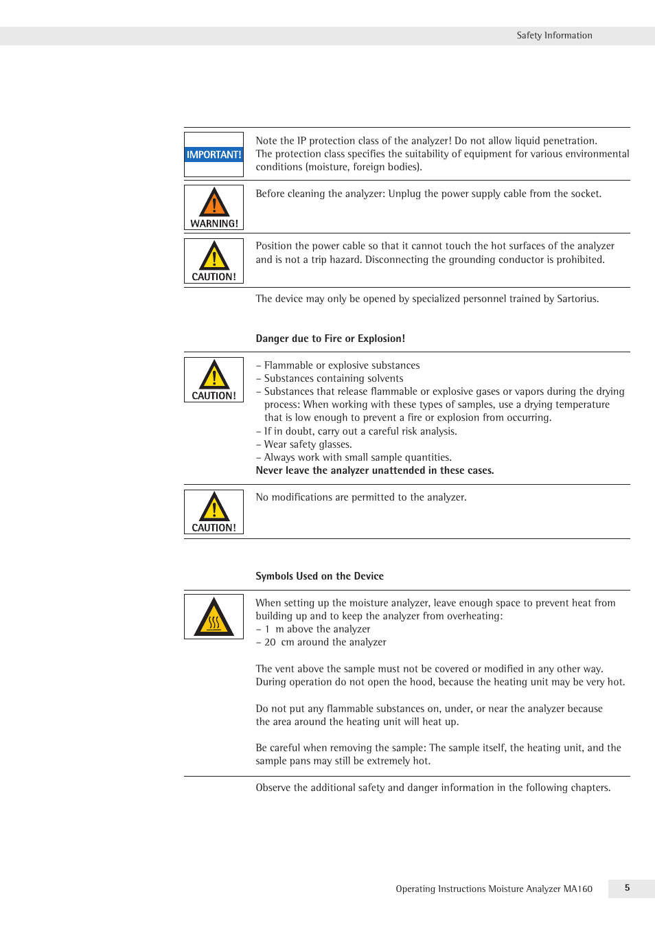 Rice Lake MA160 Sartorius Moisture Analyzer User Manual | Page 5 / 82