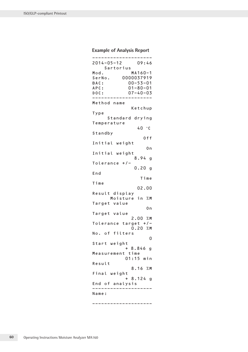 Rice Lake MA160 Sartorius Moisture Analyzer User Manual | Page 60 / 82